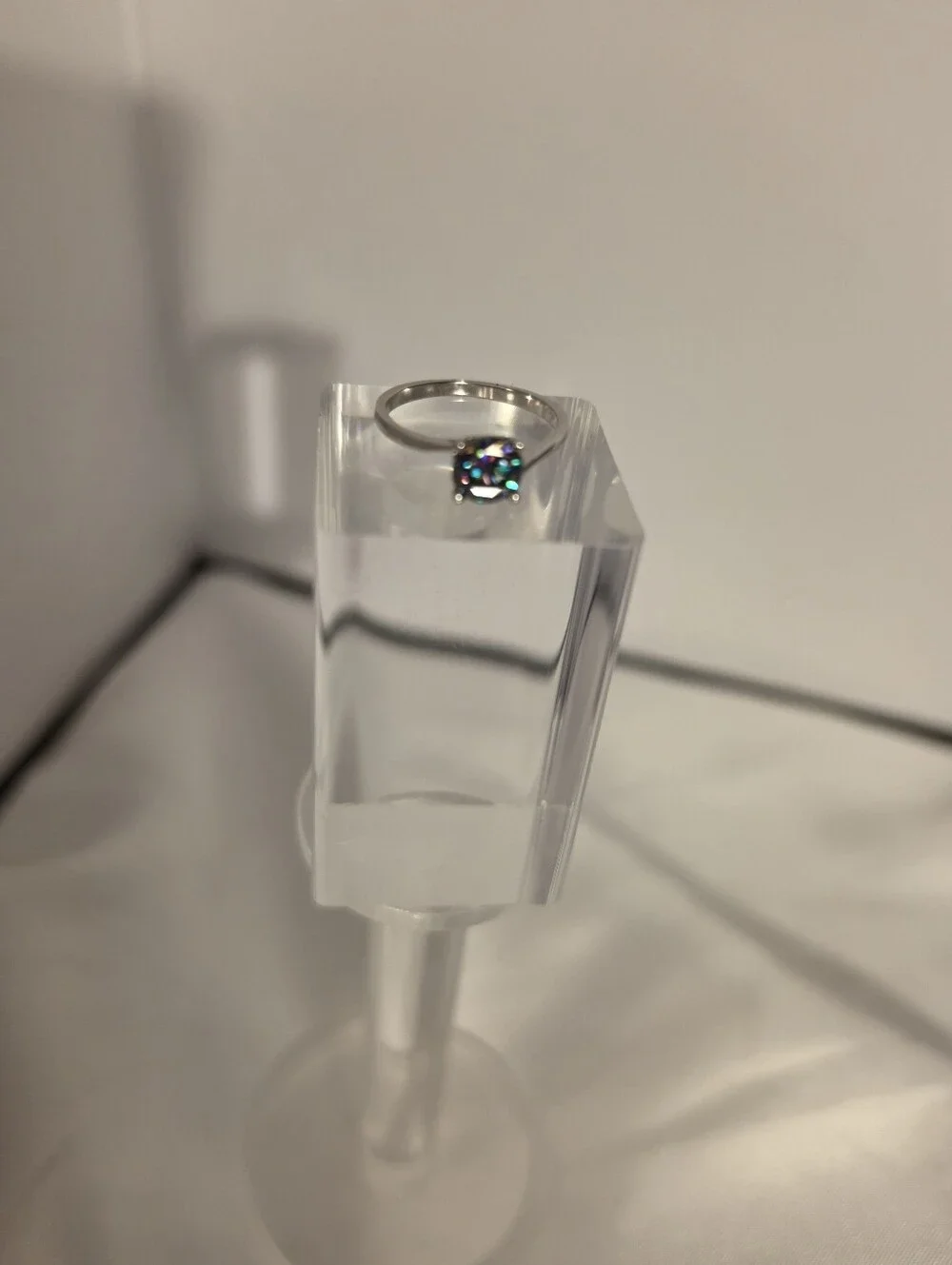 925 Silver .75 CTW Moissanite Iridescent Size 7 Ring